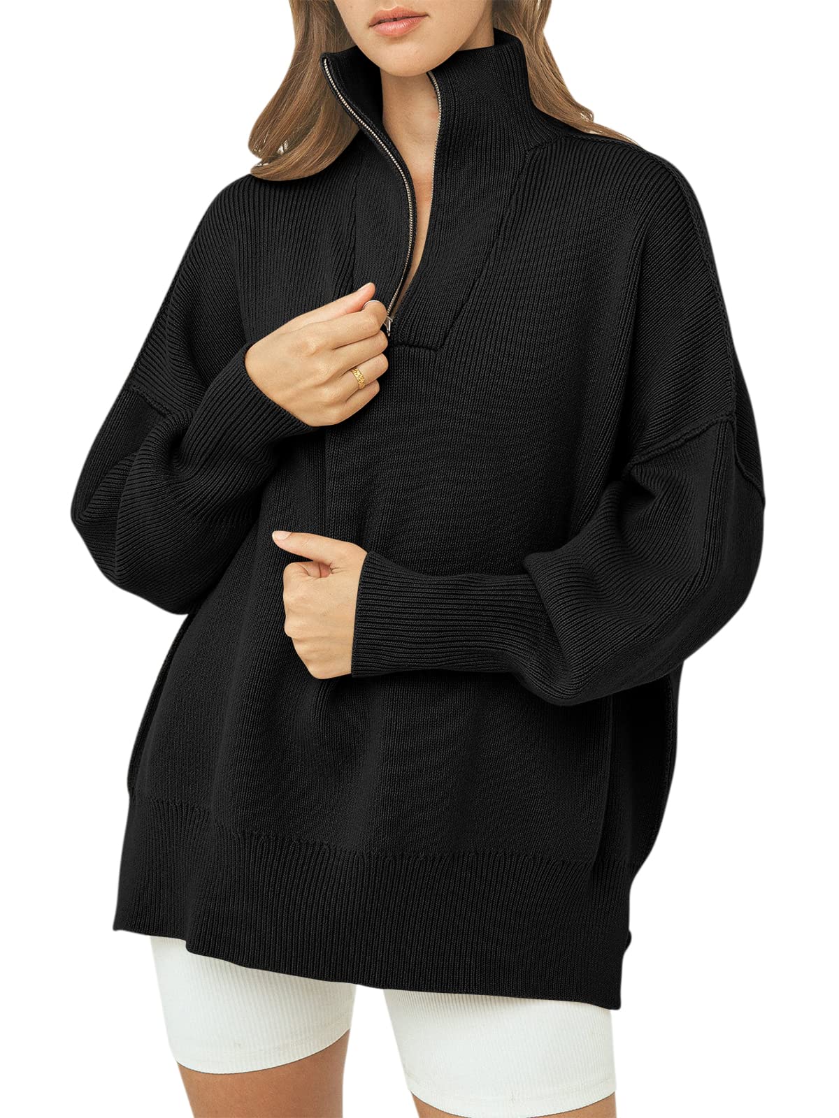 Kitty | Oversized Quarter Zip Sweater Pullover