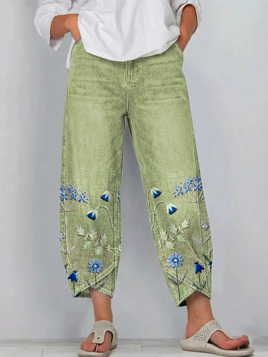 Hazel - Casual Embroidered Pants