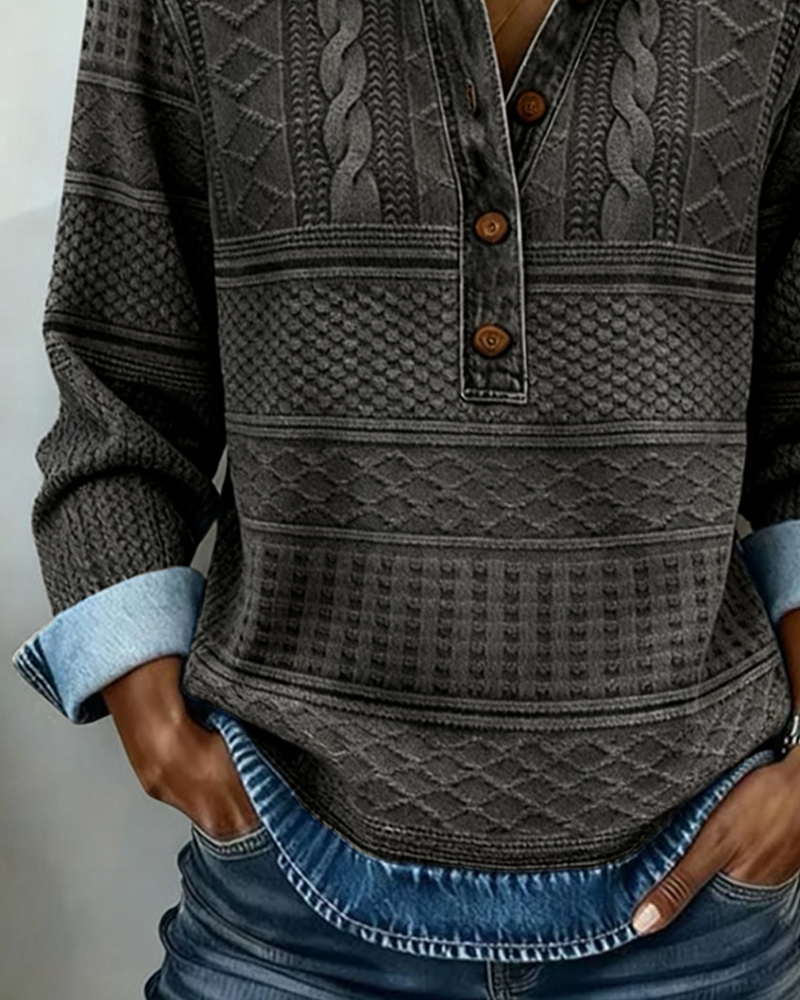 Bria | Trendy Sweatshirt with Half Button
