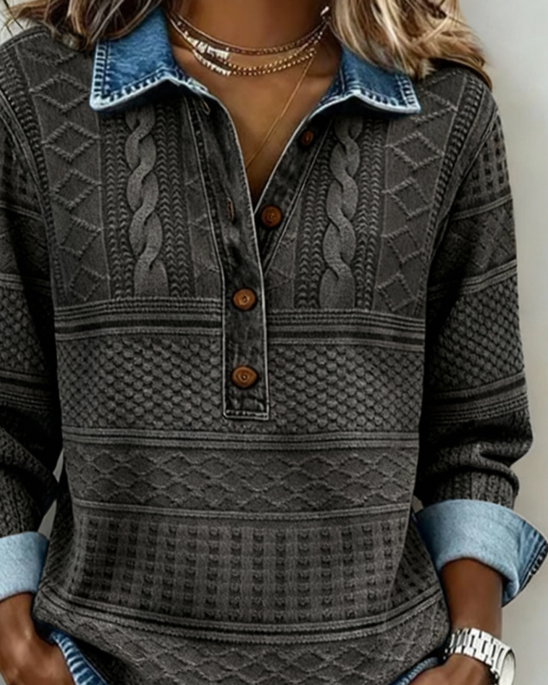 Bria | Trendy Sweatshirt with Half Button