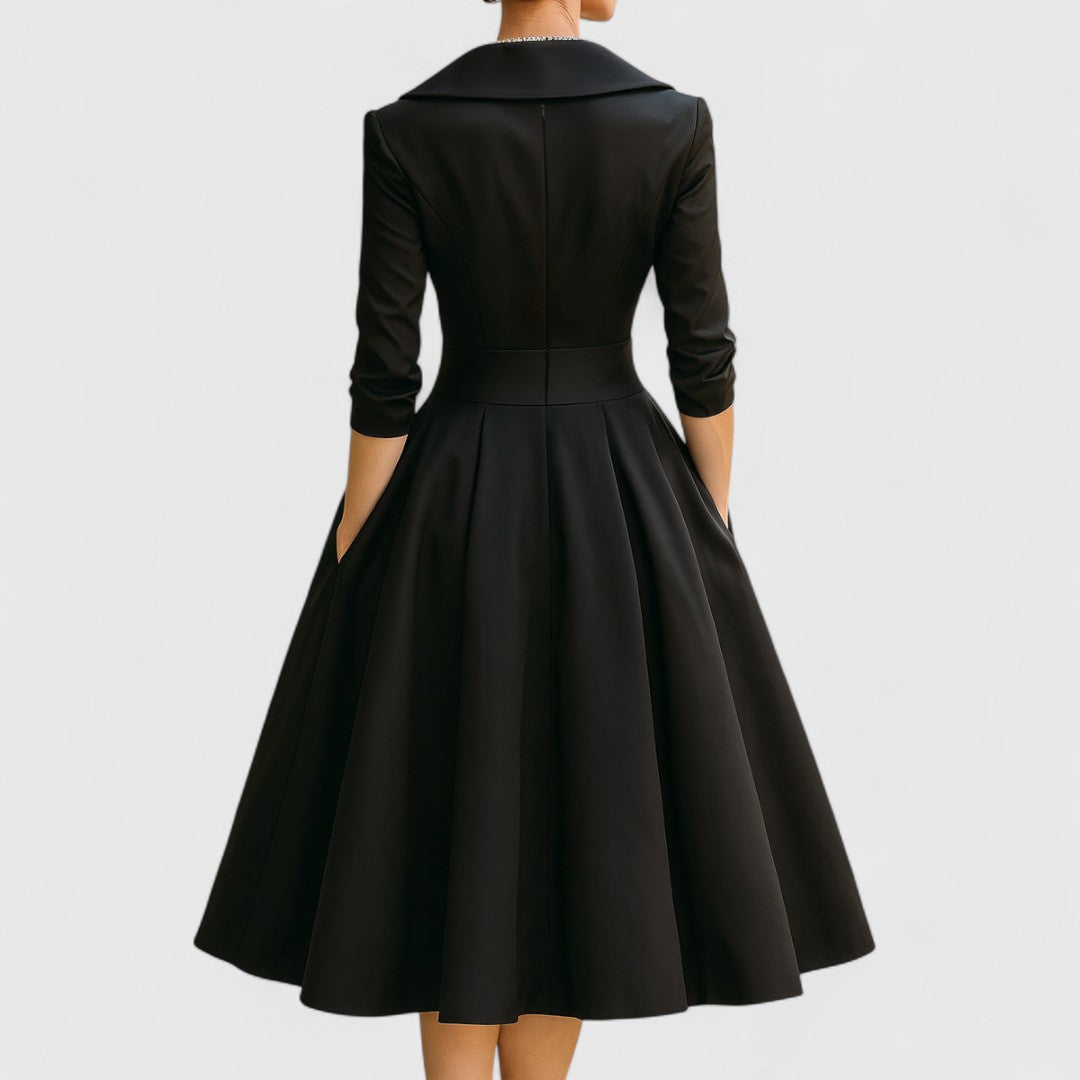 CHARLOTTE – ELEGANT V-NECK A-LINE MID-LENGTH DRESS