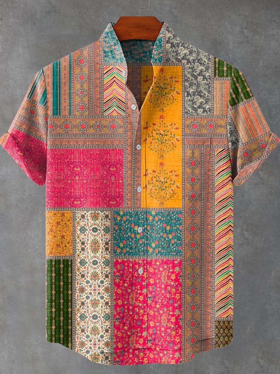 Rosalind | Patchwork Print Button-Down Shirt