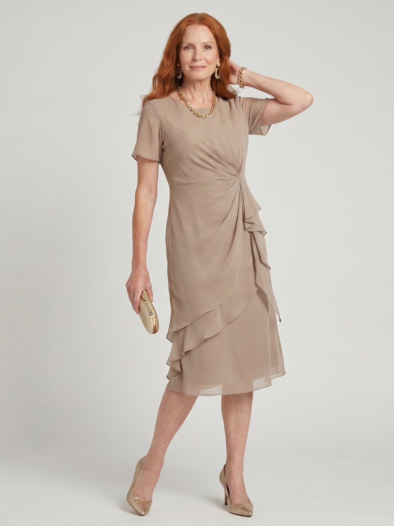 Aria™ | Twist Waist Ruffle Midi Dress