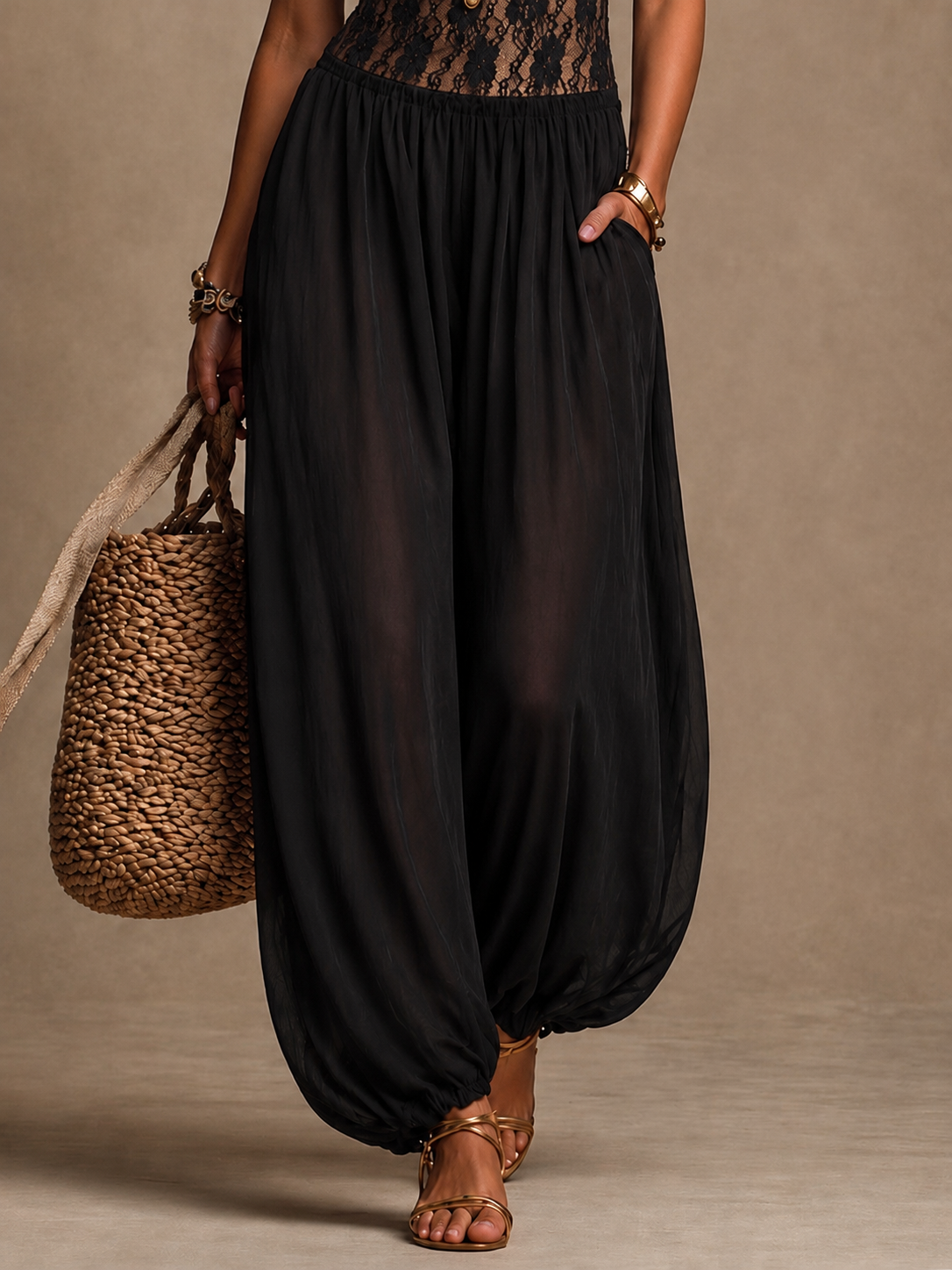 Liane - Flowing Lace Halter Jumpsuit
