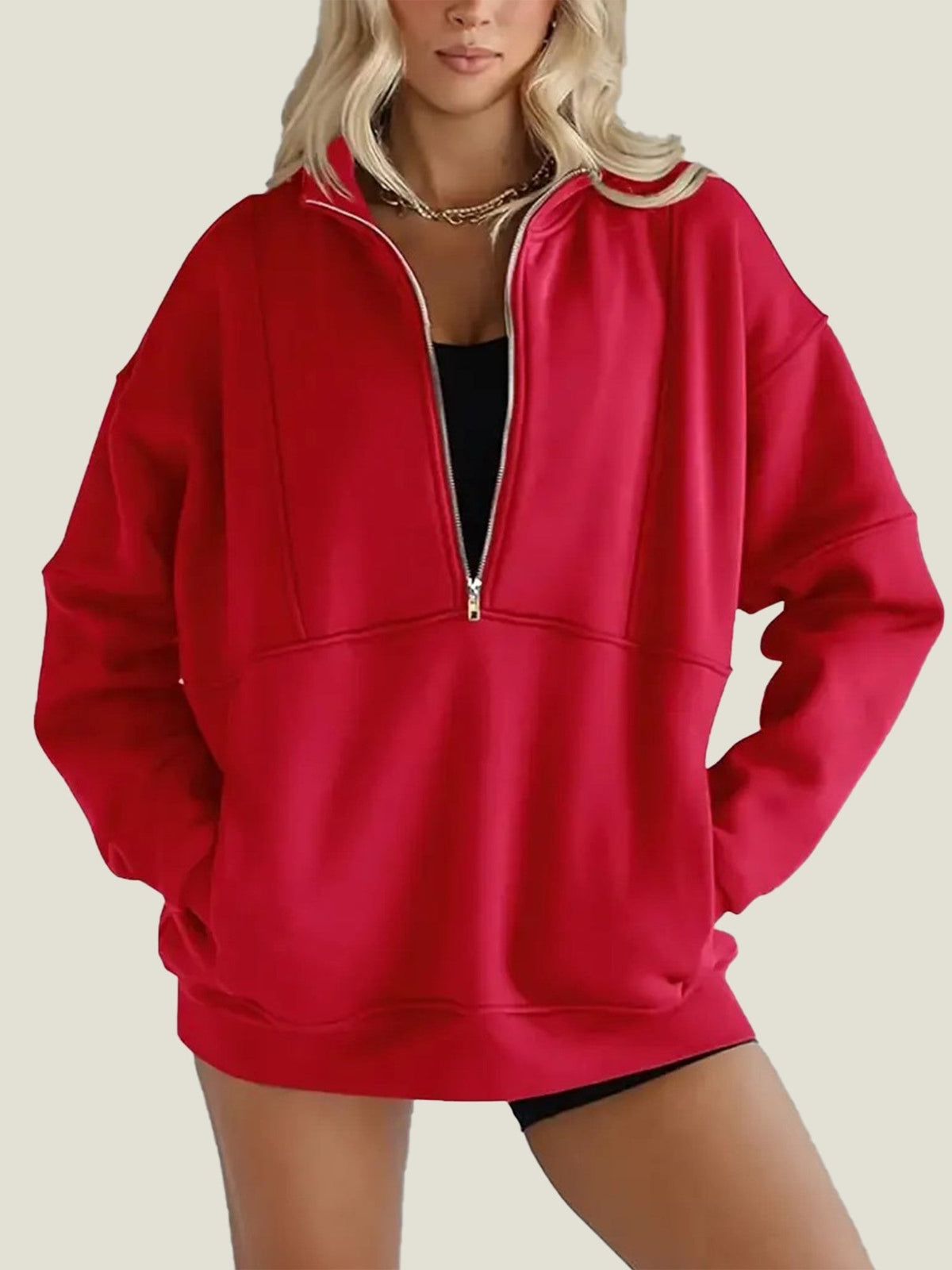 Suze | Half Zip Oversized Sweatshirt with Pockets