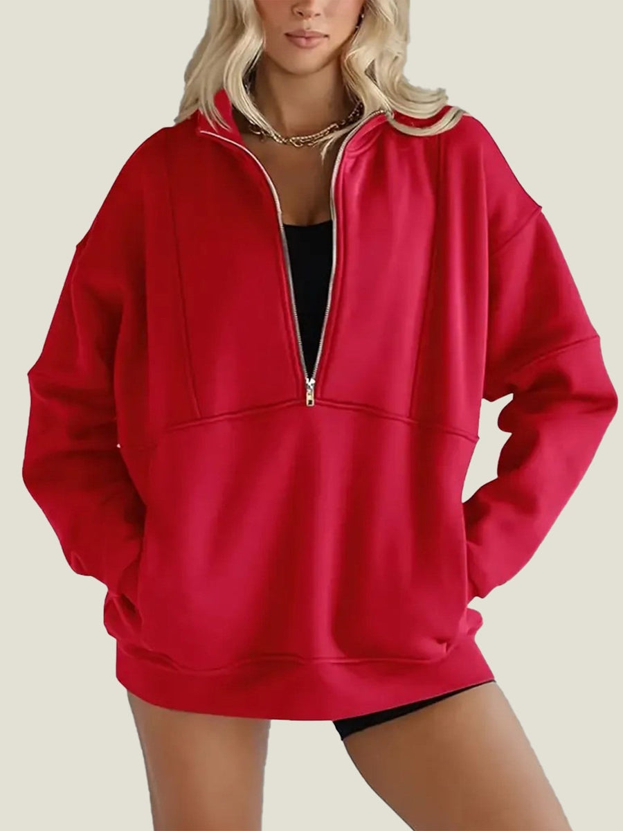 Suze | Half Zip Oversized Sweatshirt with Pockets
