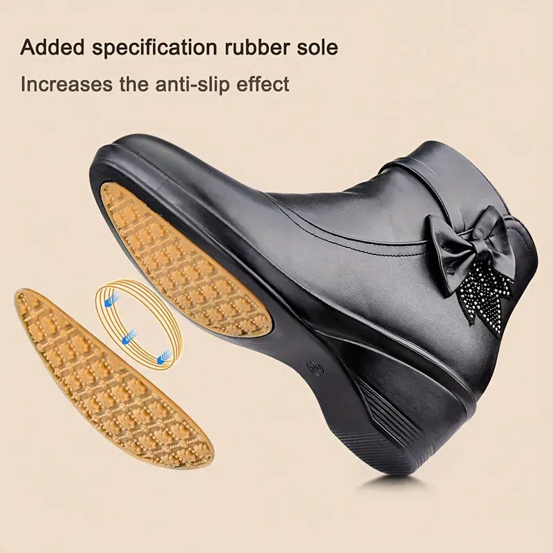 Women’s Side Zip Platform Bow Boots
