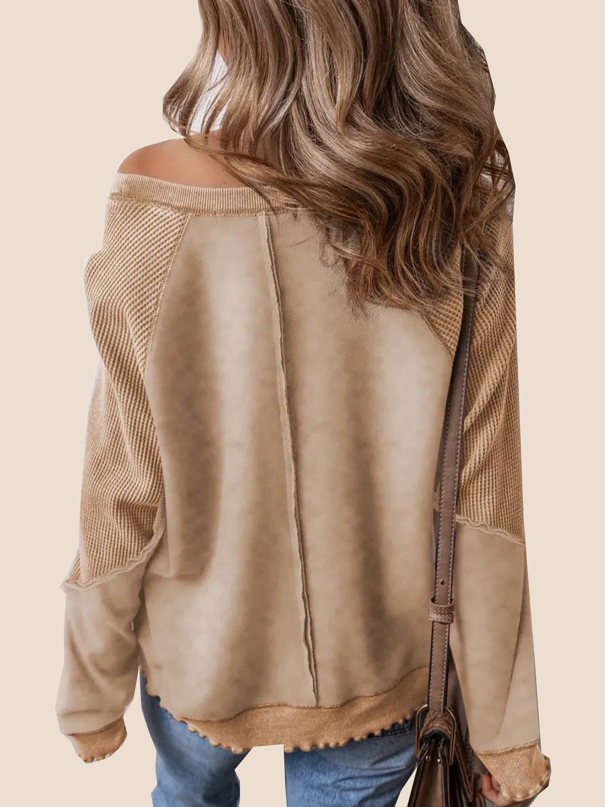 Fiona | Reverse Seam Waffle Knit Sweatshirt