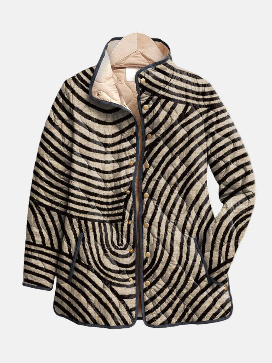 Women’s Retro Circle Print Quilted Jacket