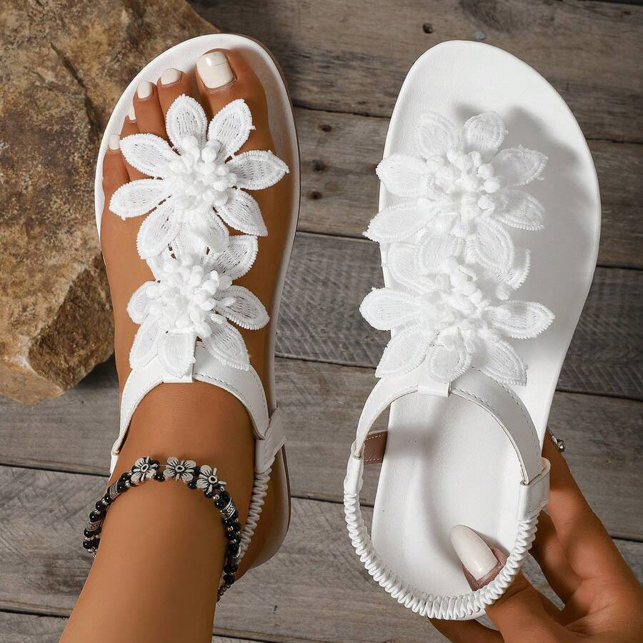 Fiorella Orthopedic Sandals with Applied Flowers