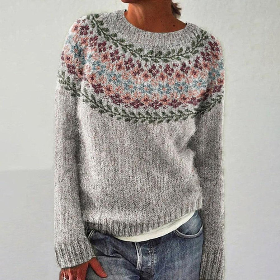 Women’s Patterned Crew Neck Pullover Sweater