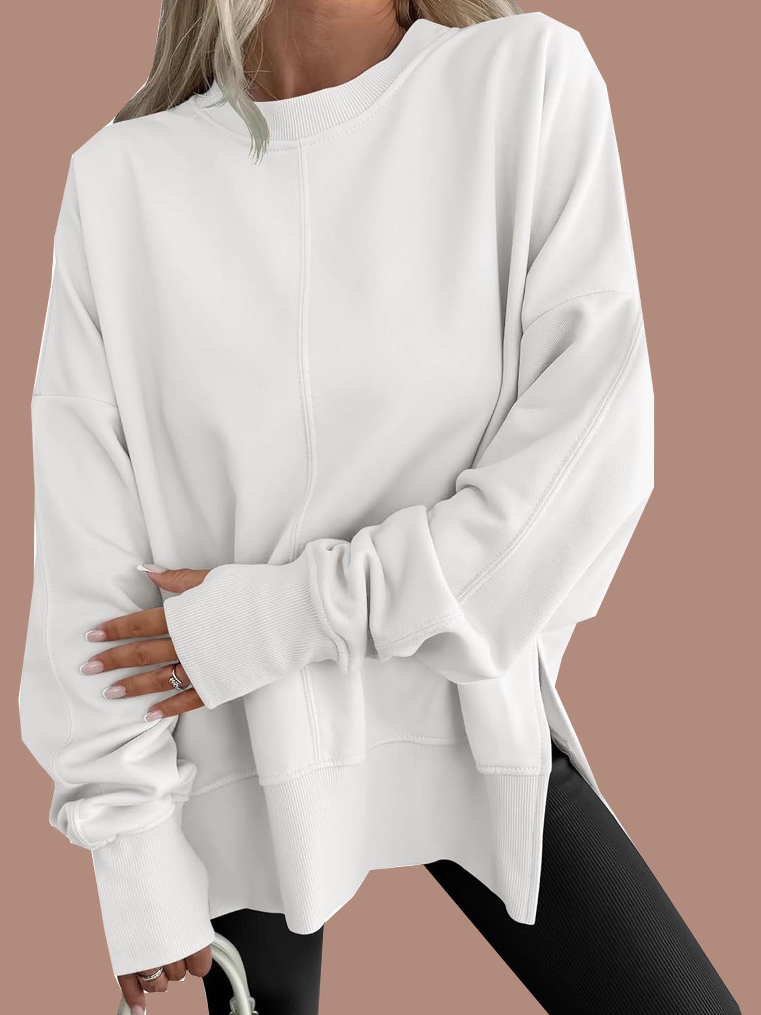 Jan | Oversized Thumbhole Long Sleeve Side Slit Sweatshirt