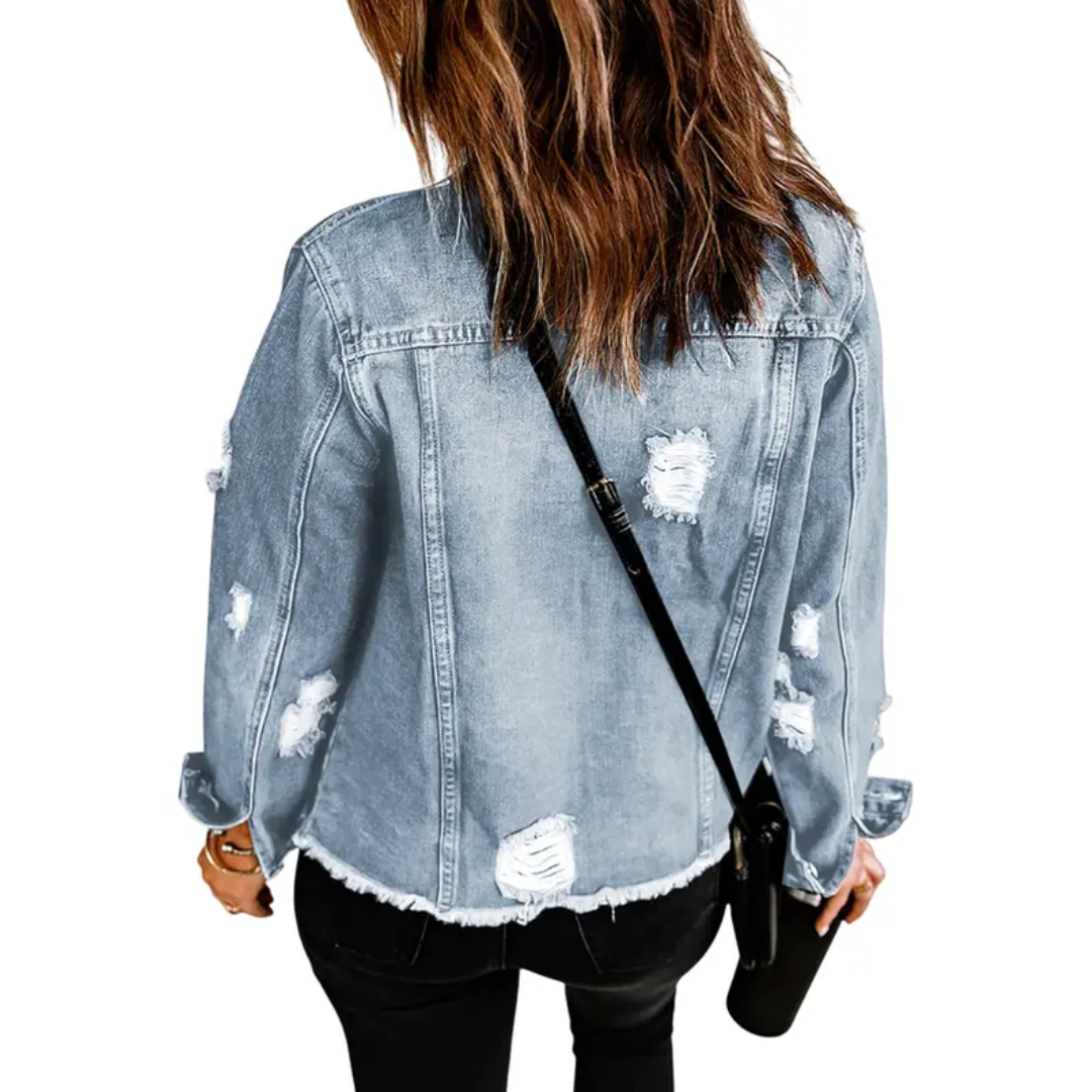 Miley - Distressed Denim Jacket