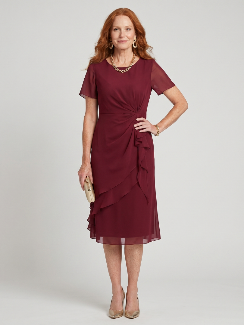 Aria™ | Twist Waist Ruffle Midi Dress
