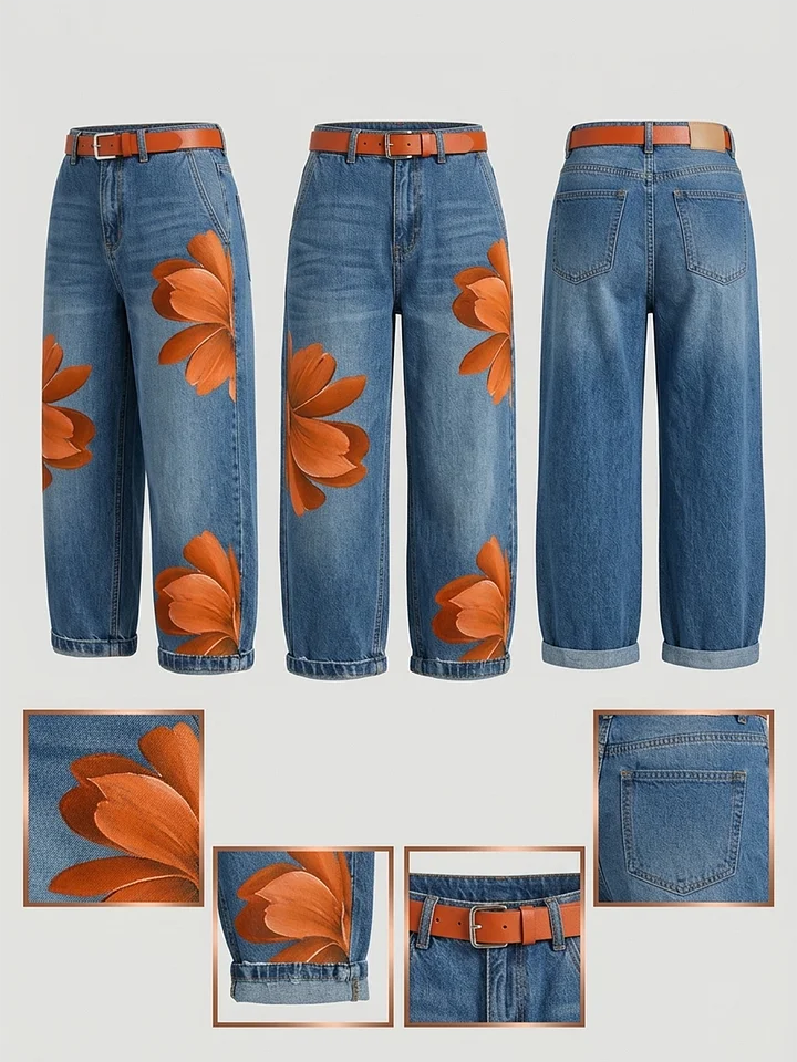Maud | Shirt Dress and Floral Jeans Set