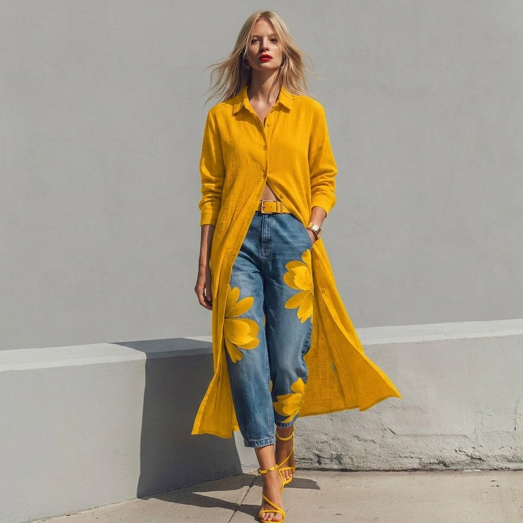 Casual Linen And Cotton Shirt Dress