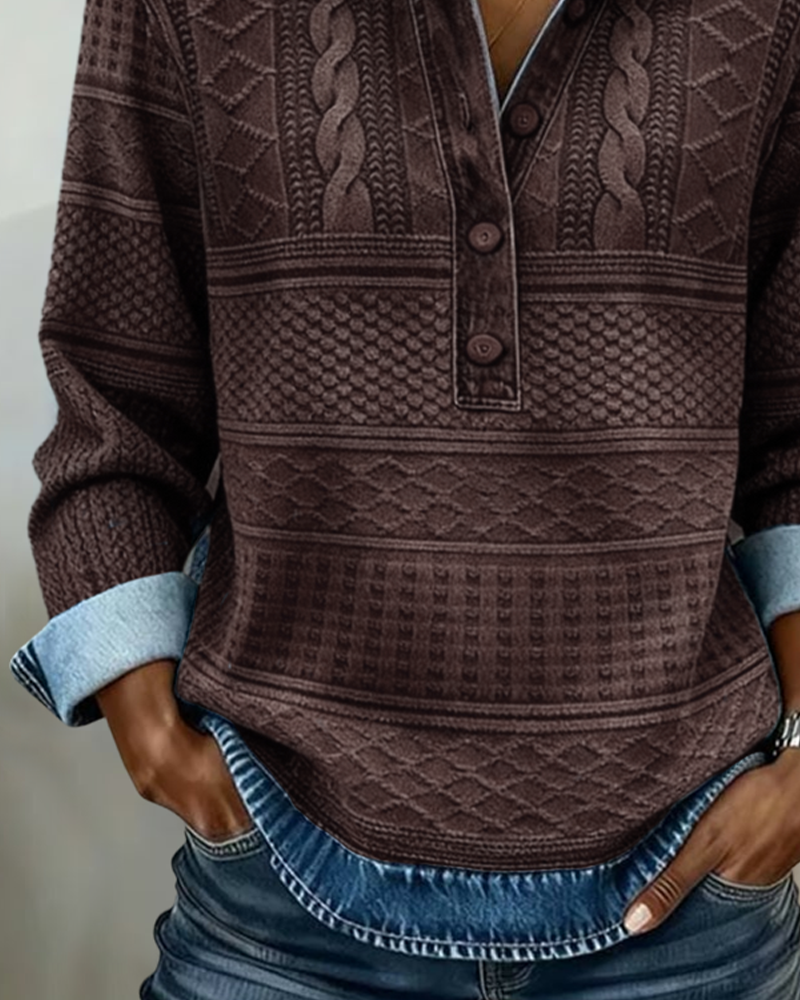 Bria | Trendy Sweatshirt with Half Button