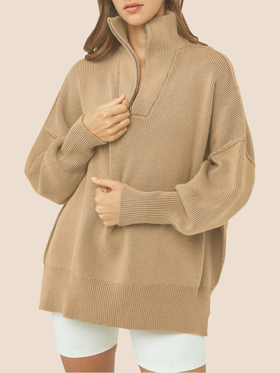 Kitty | Oversized Quarter Zip Sweater Pullover