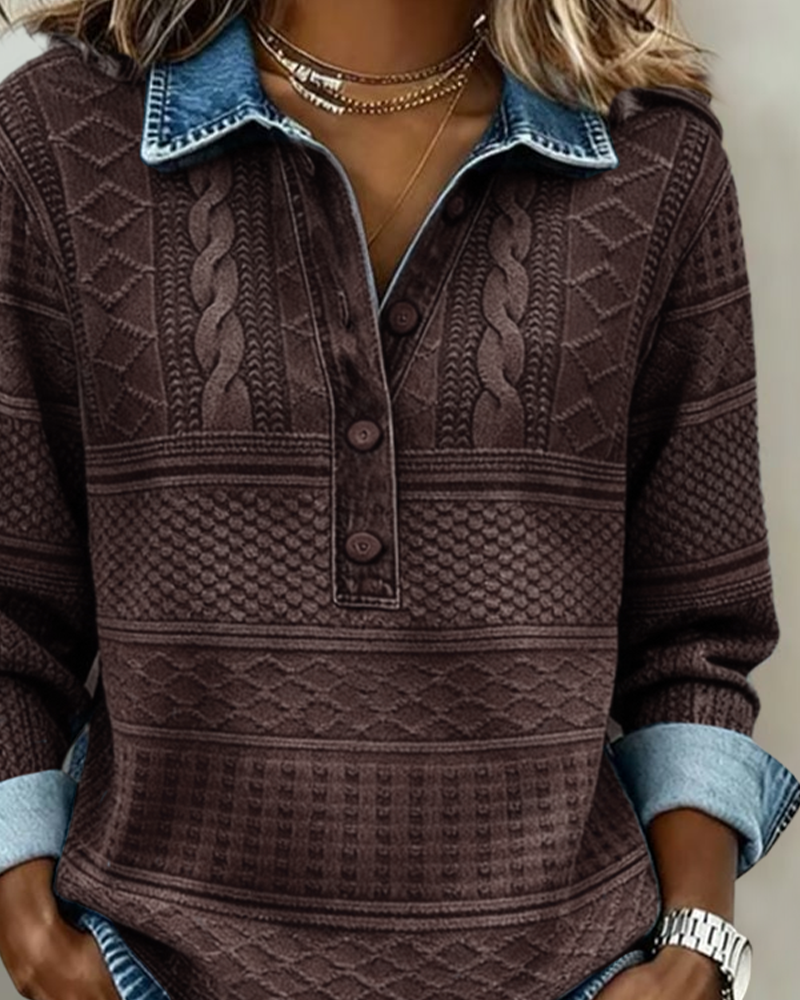 Bria | Trendy Sweatshirt with Half Button