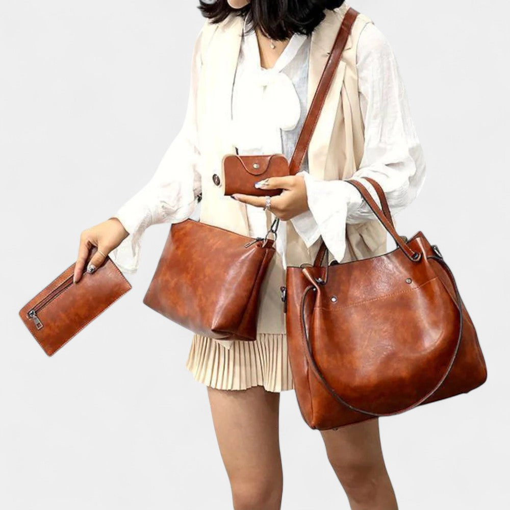 DANIELLA 4-PIECE LEATHER BAG SET