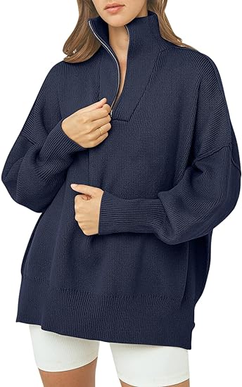 Kitty | Oversized Quarter Zip Sweater Pullover