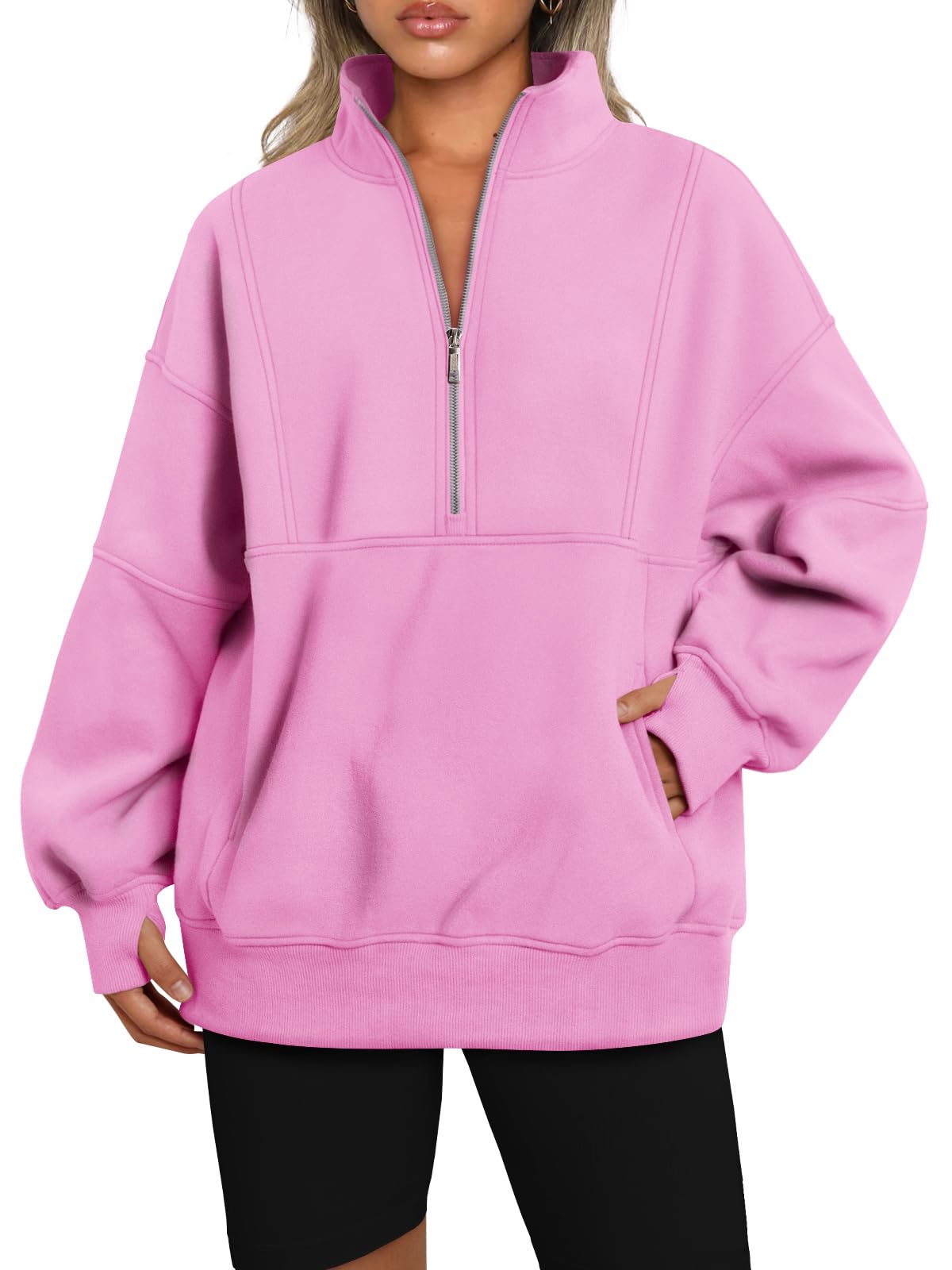 Suze | Half Zip Oversized Sweatshirt with Pockets