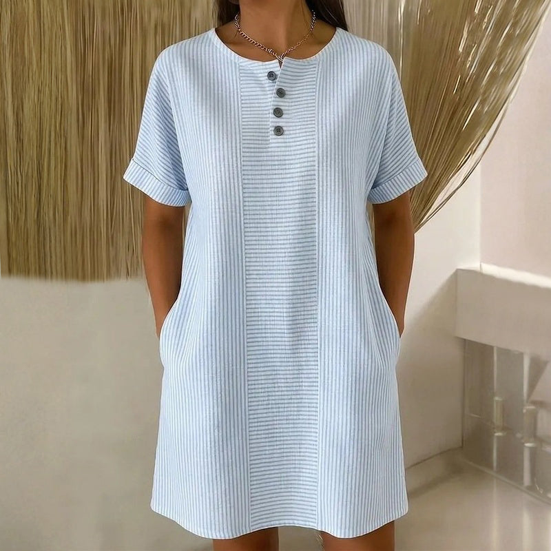 Nessa - Striped Button-Front Dress