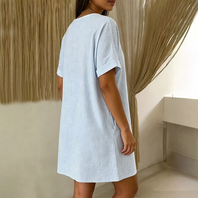 Nessa - Striped Button-Front Dress