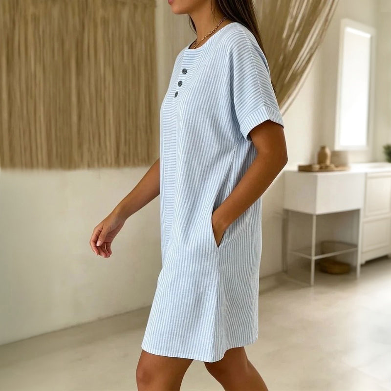 Nessa - Striped Button-Front Dress