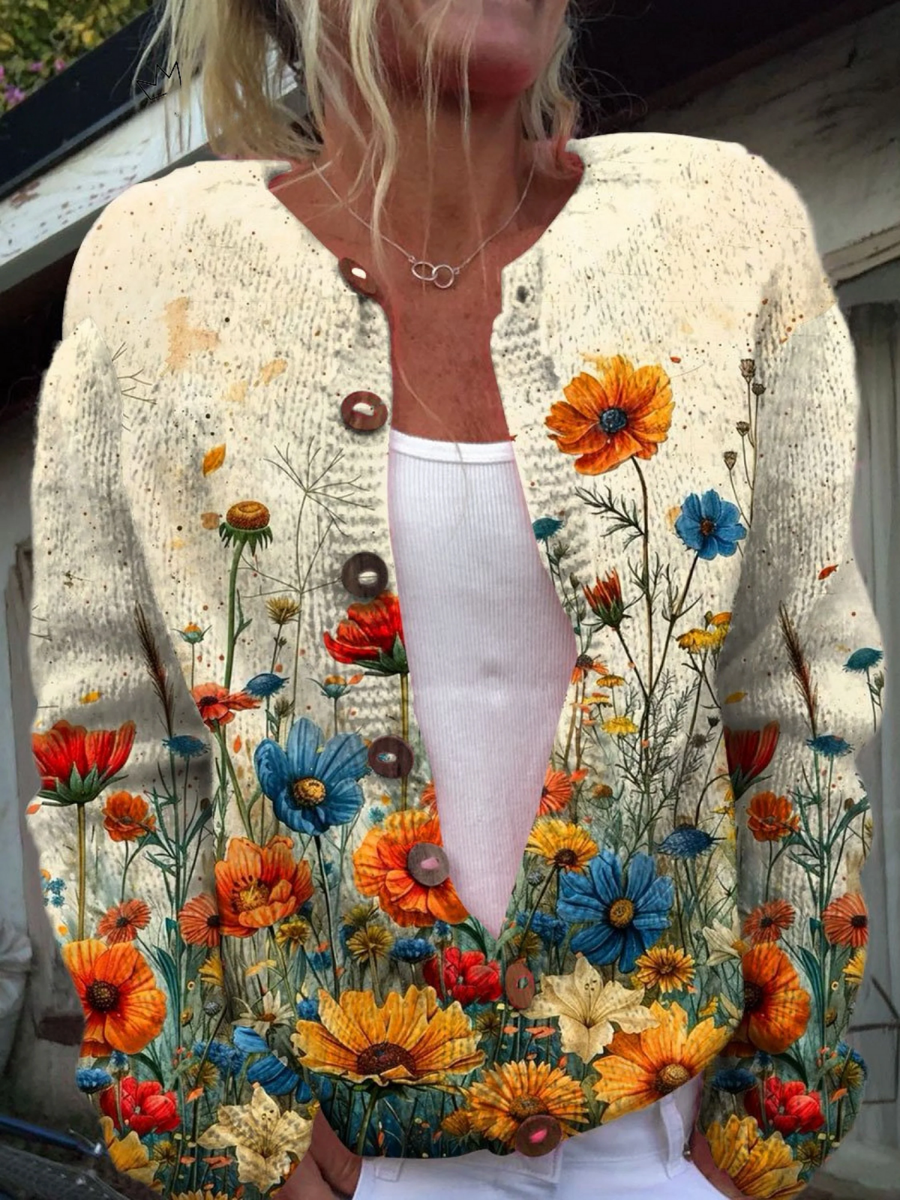Tansy | Vintage Floral Print Open-Front Cardigan
