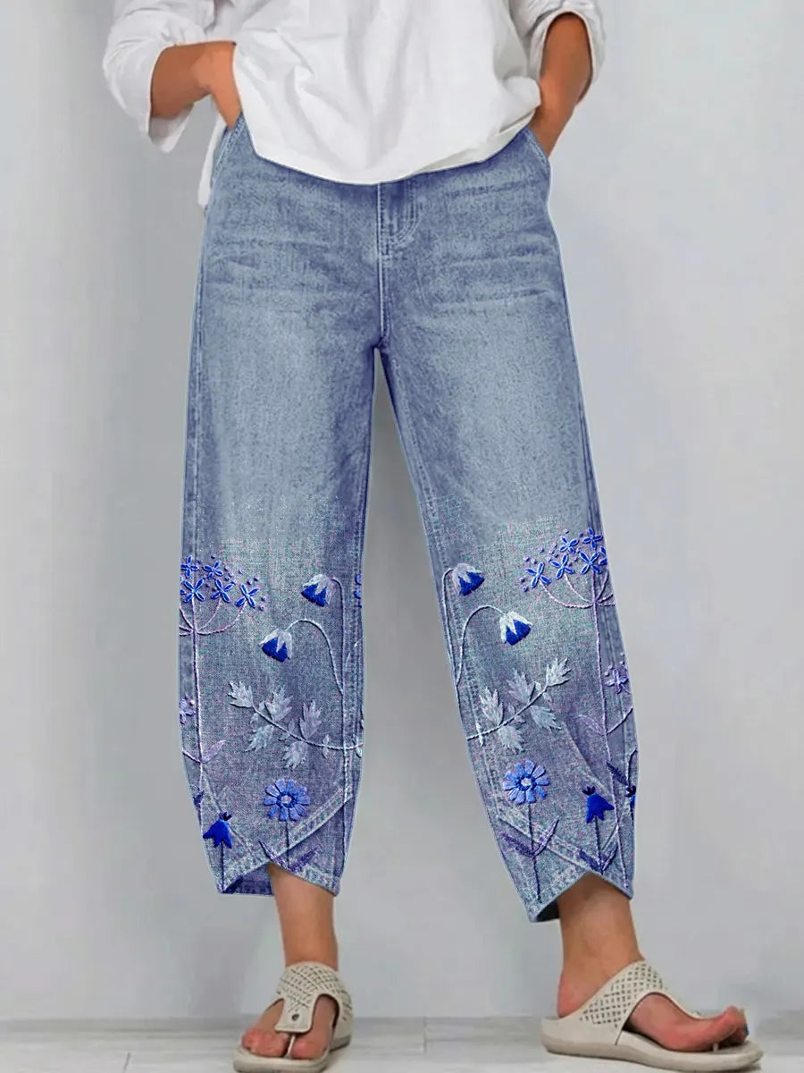 Hazel - Casual Embroidered Pants