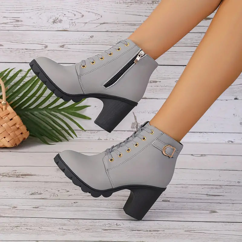 Women’s High Heel Chunky Ankle Boots