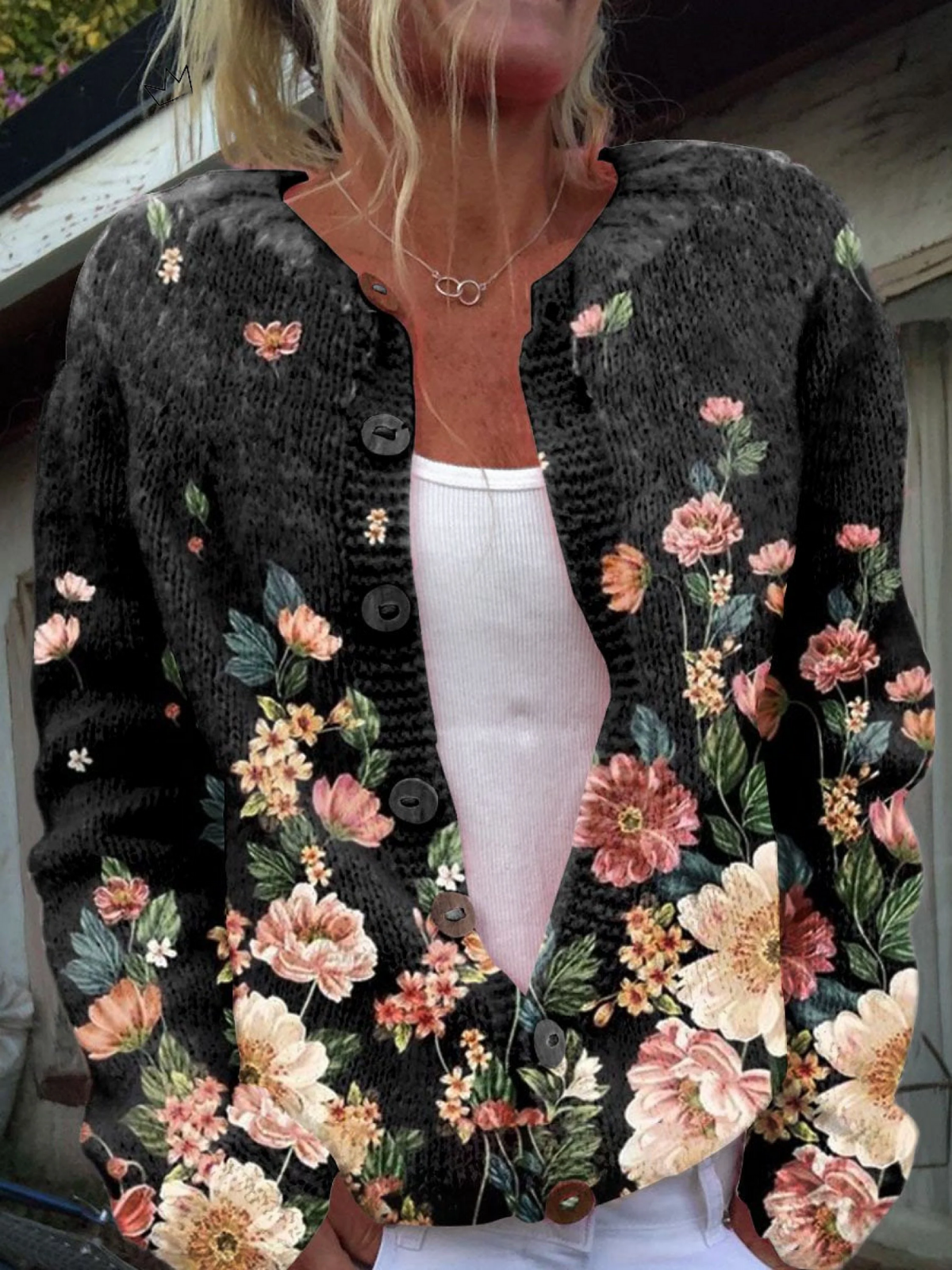 Kivara | Vintage Floral Open-Front Cardigan