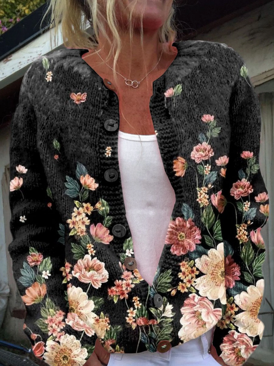 Kivara | Vintage Floral Open-Front Cardigan