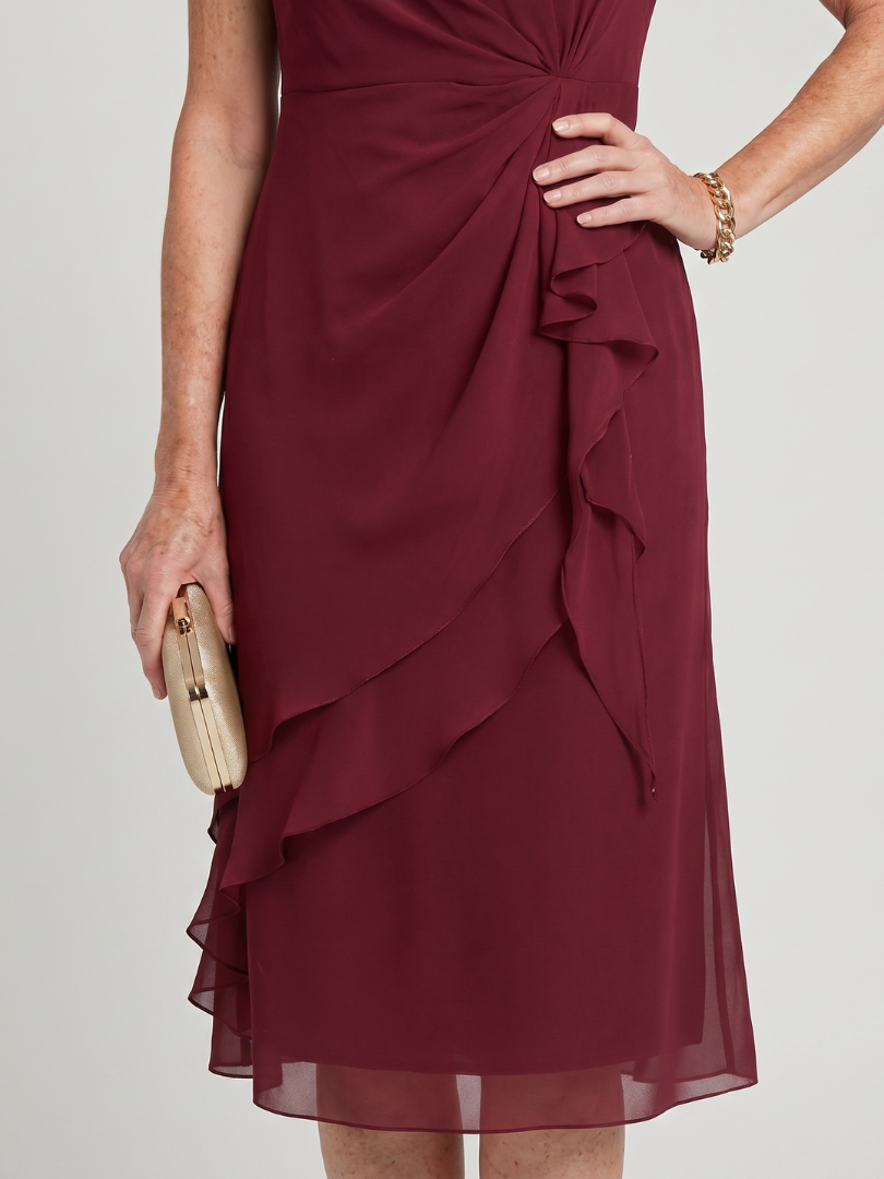 Aria™ | Twist Waist Ruffle Midi Dress