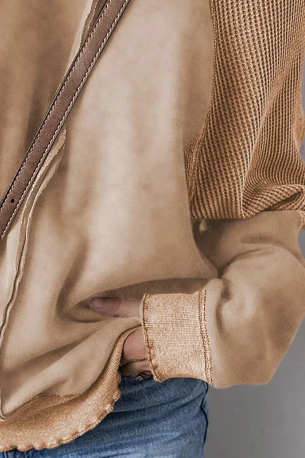 Fiona | Reverse Seam Waffle Knit Sweatshirt
