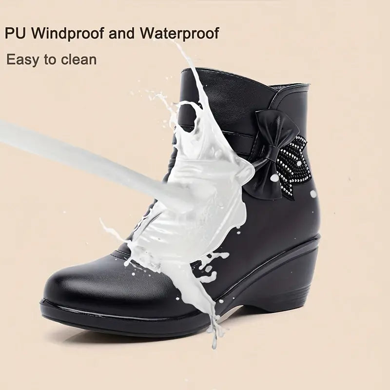 Women’s Side Zip Platform Bow Boots