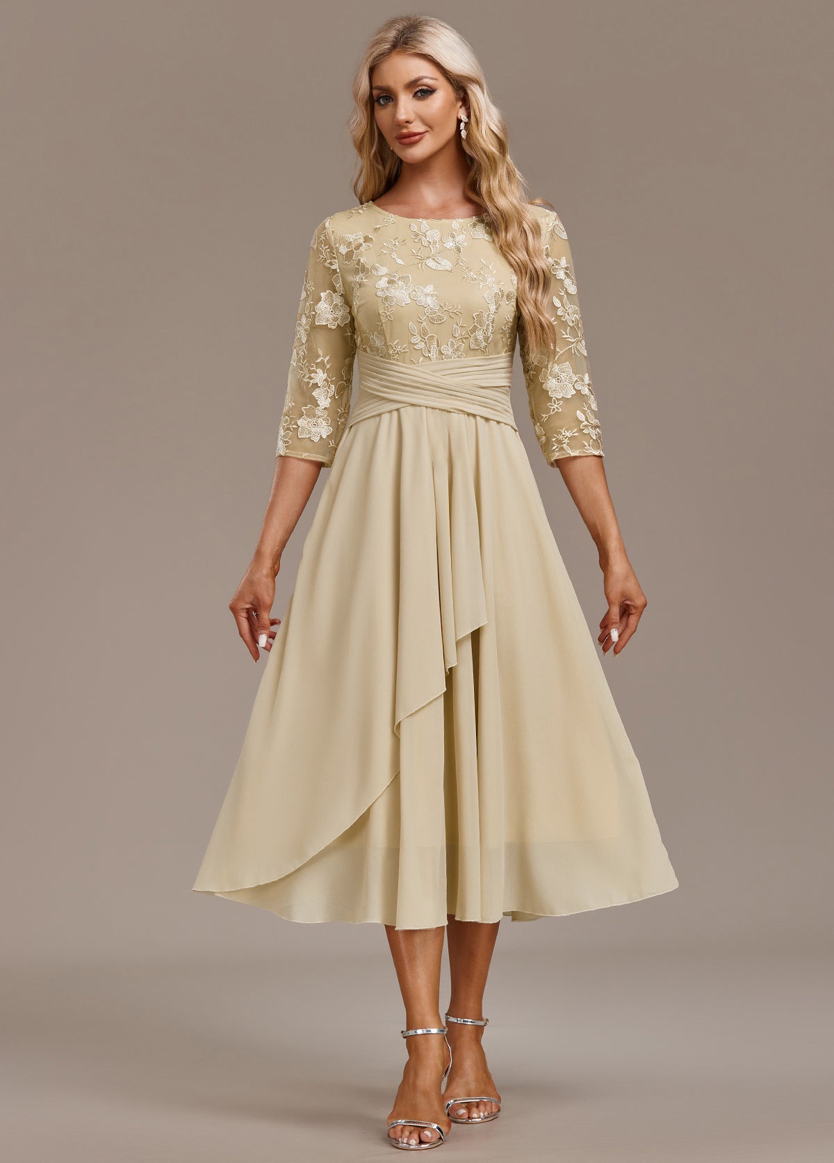 ANDREA – ELEGANT FLORAL CHIFFON DRESS
