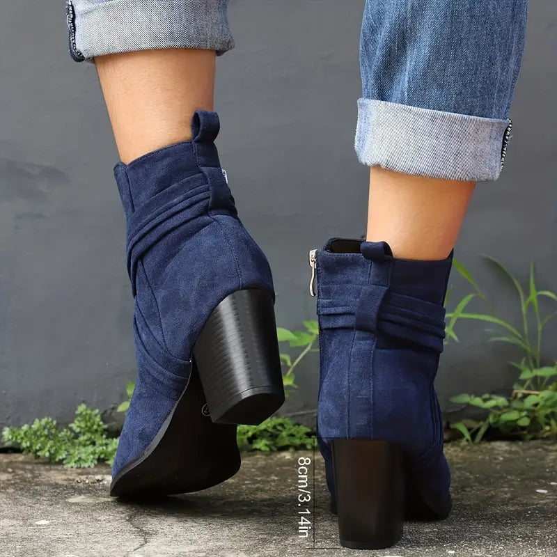 Women’s Side Zip Chunky Heel Ankle Boots