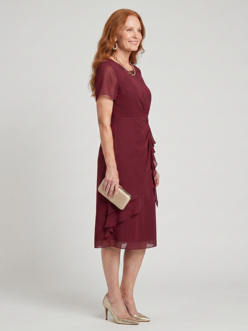 Aria™ | Twist Waist Ruffle Midi Dress