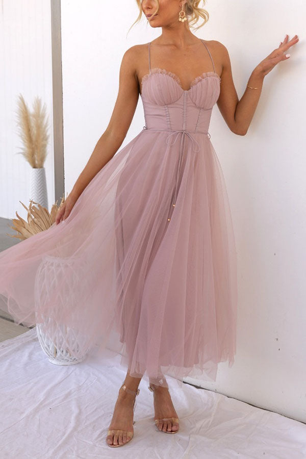 Elegant Long Dress with Bustier - Flowing Ceremony Dress