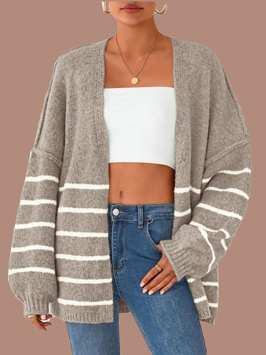 Cathlyn | Oversized Balloon Sleeve Striped Cardigan