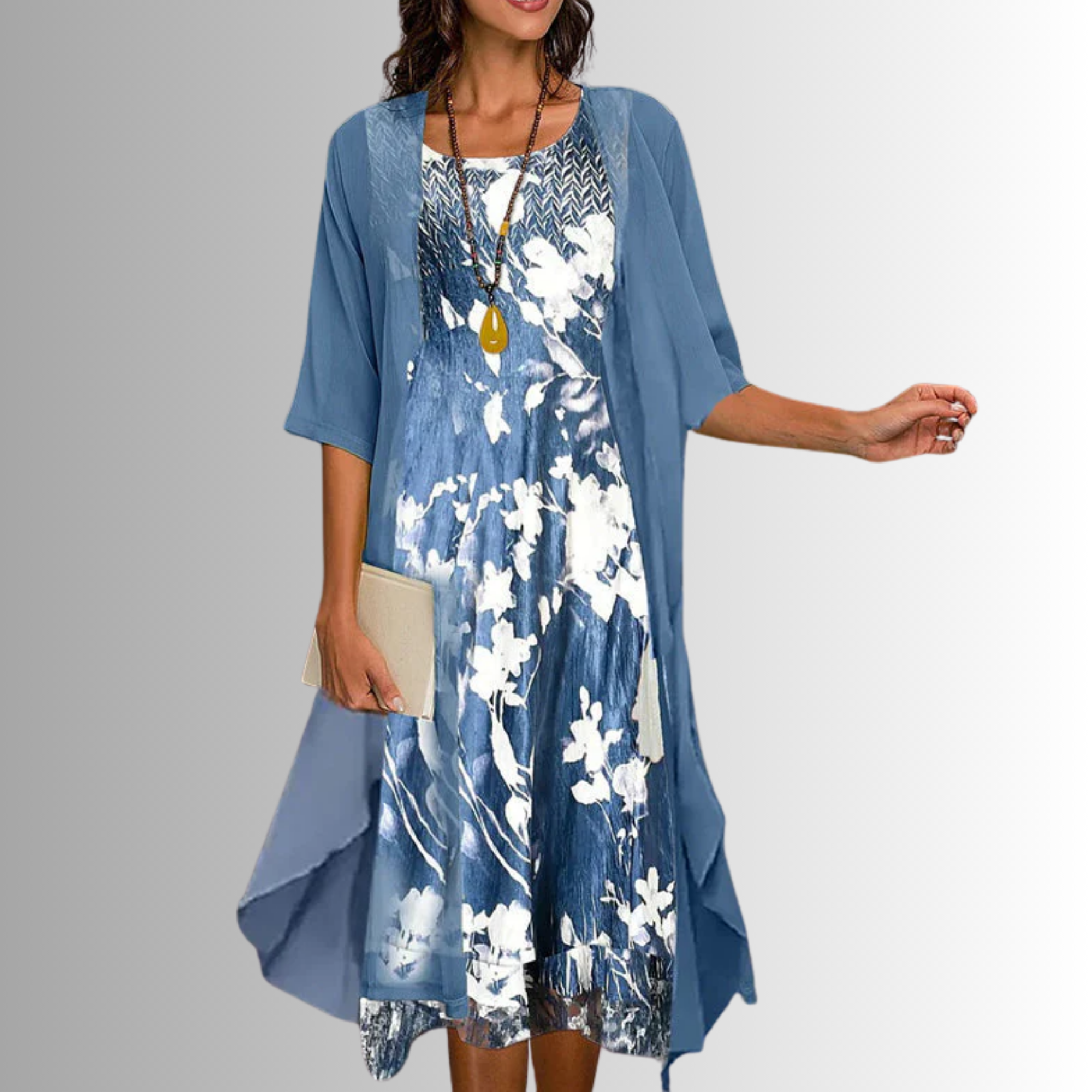 Women's Dress | Layered Open Front Midi