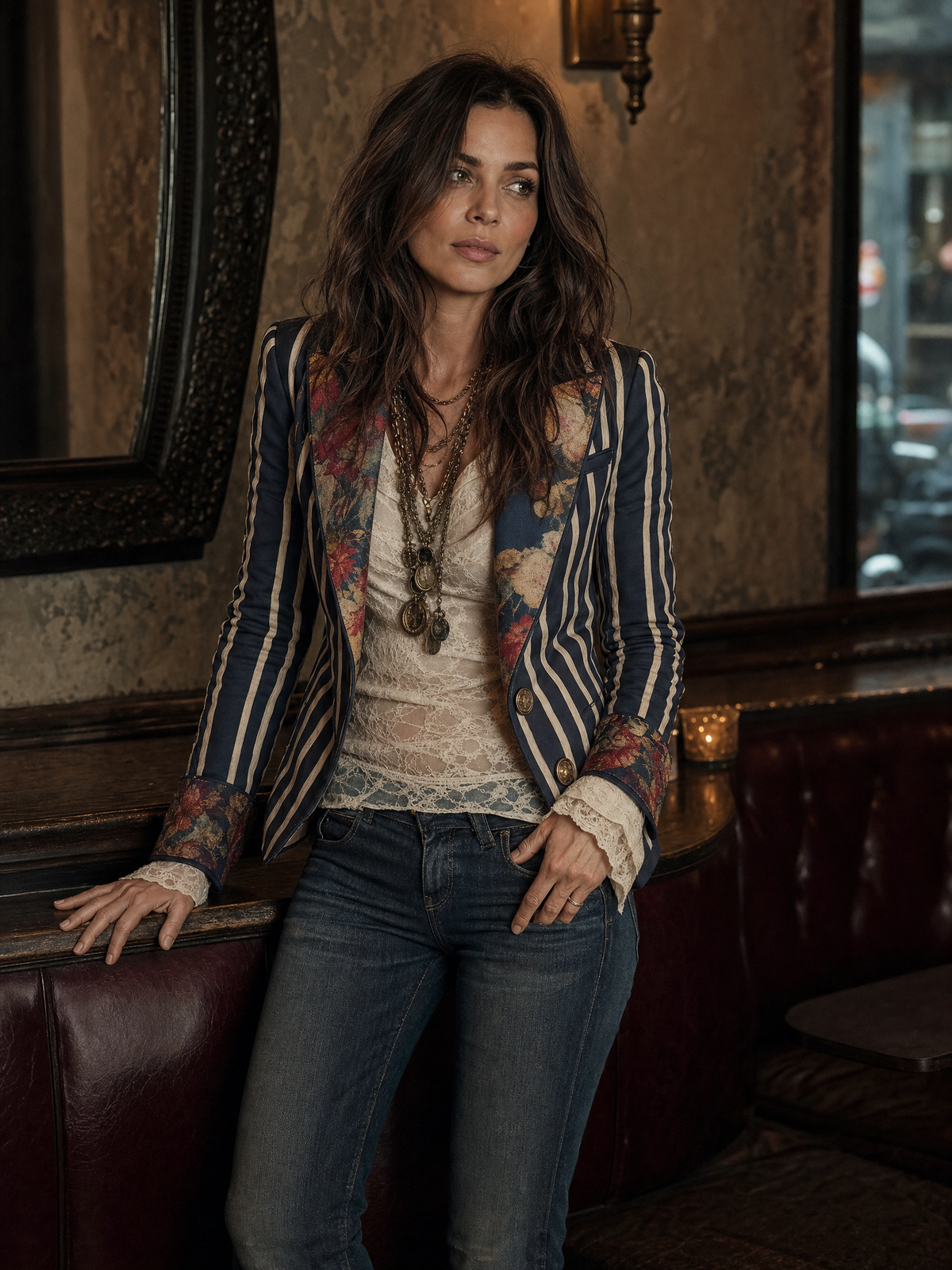 Bohème | Floral Striped Cotton-Linen Blazer
