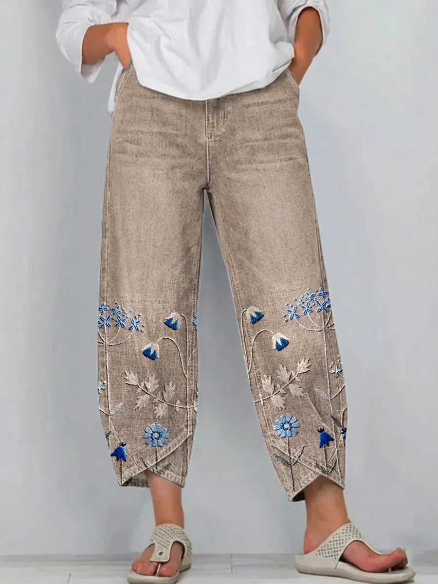 Hazel - Casual Embroidered Pants
