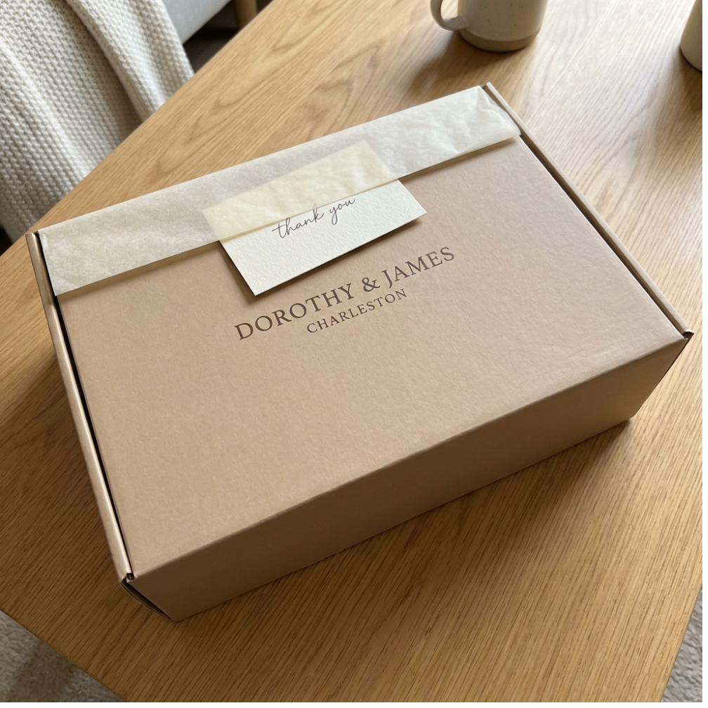 Dorothy and James Charleston shoebox packaging for Orthopedic Sandals - Burgundy