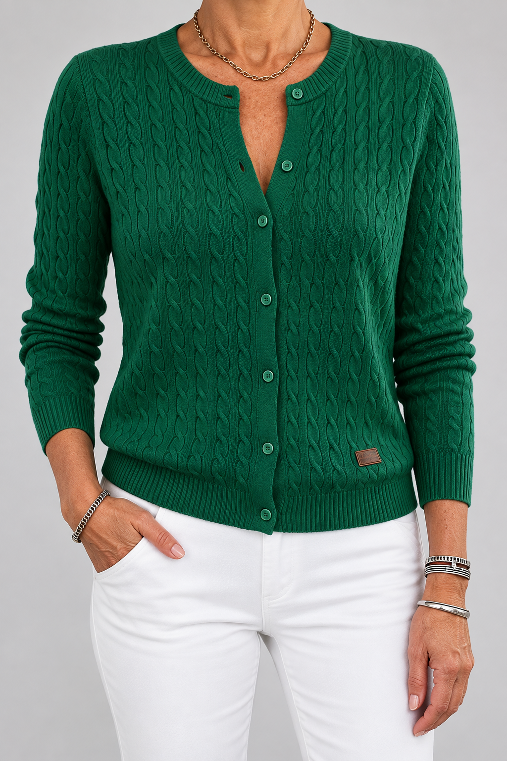 Tilde | Cable-Knit Button Cardigan
