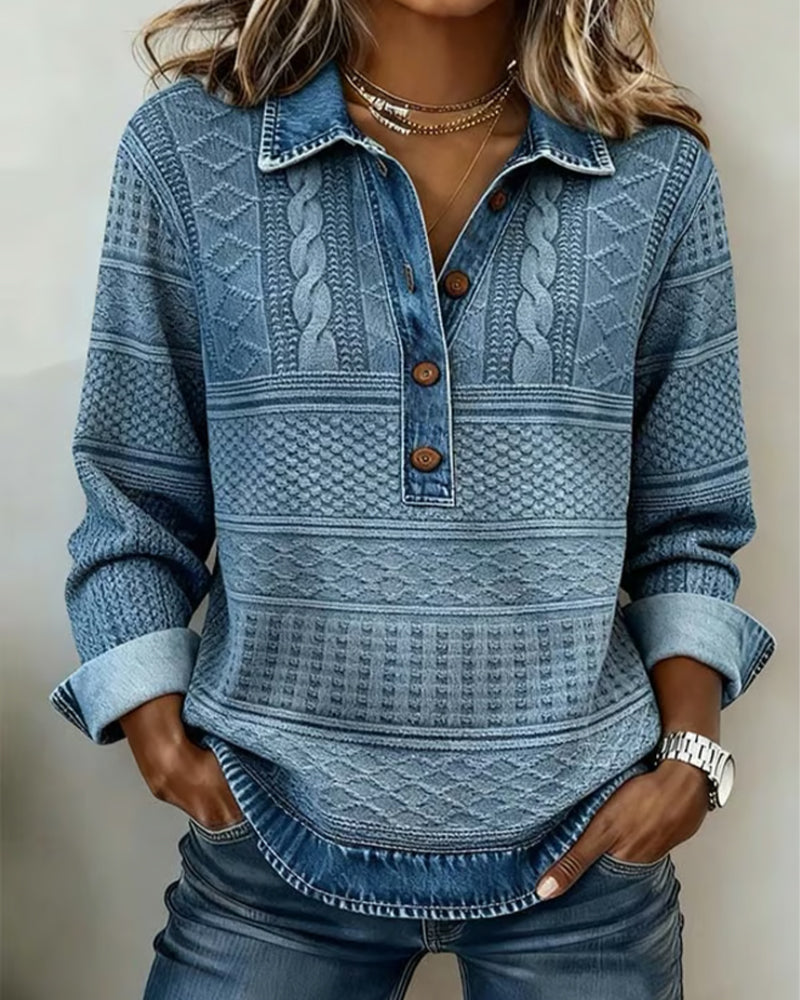 Bria | Trendy Sweatshirt with Half Button