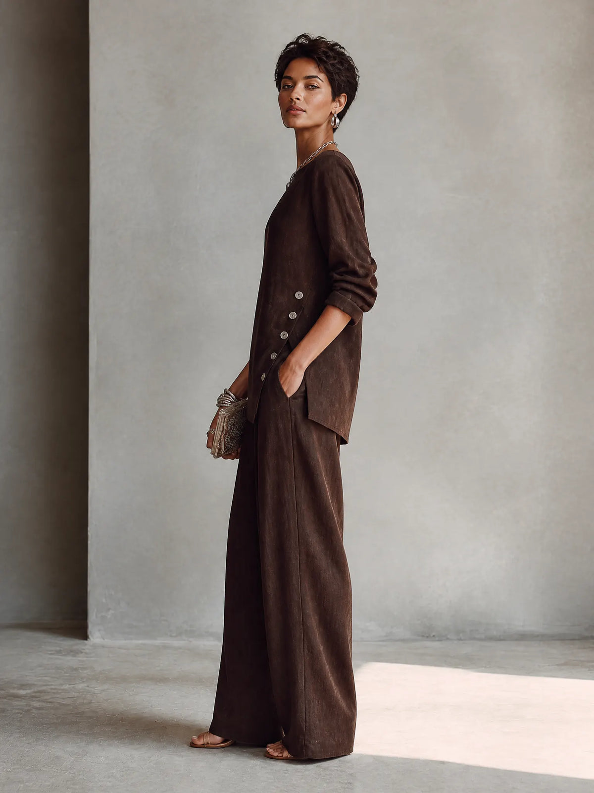 Asymmetric Hem Wide-Leg Set