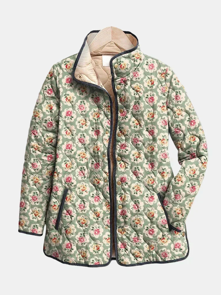 Camille™ | Vintage Floral Art Print Quilted Jacket